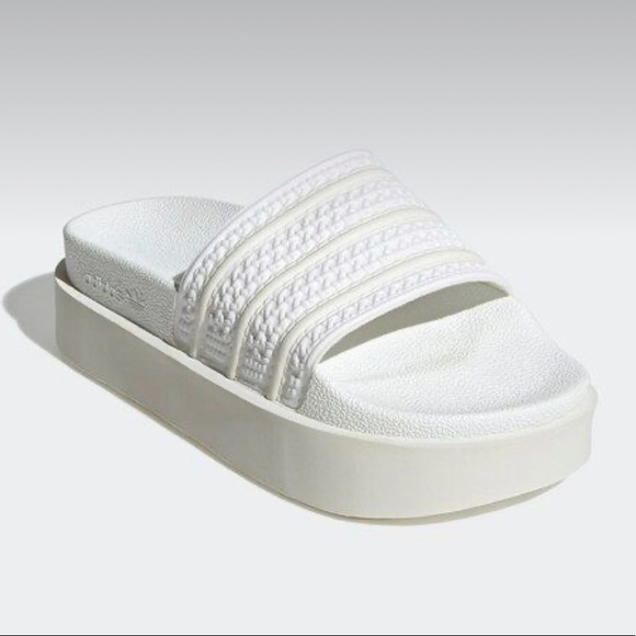 adidas Shoes Adidas Adilette Bonega Platform Slides White Womens